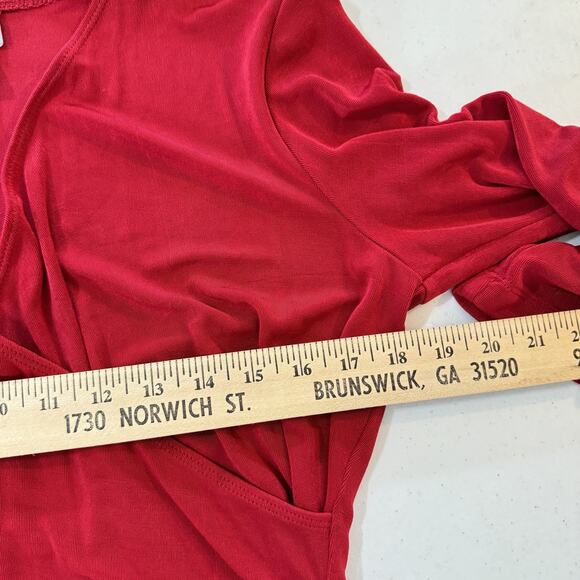 Chico's Travelers Slinky Knit Wrap Dress Size 1 = US M Red Classic Office Travel - Picture 8 of 11